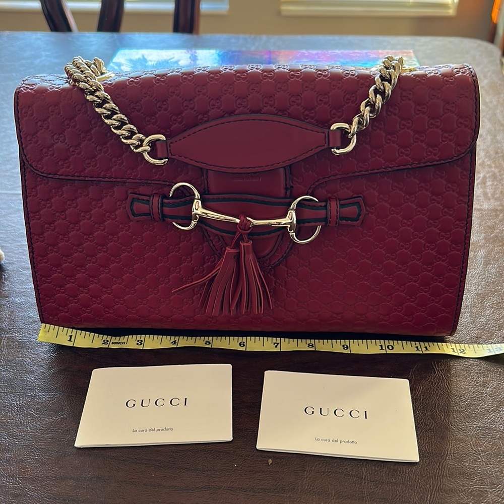 Gucci Emily Burgundy chain Guccissima Medium Shoulder bag